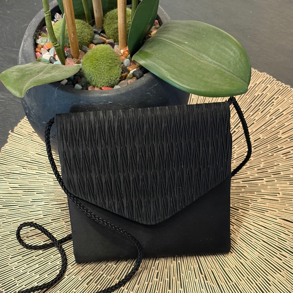 Black Cocktail Clutch with Braided Strap